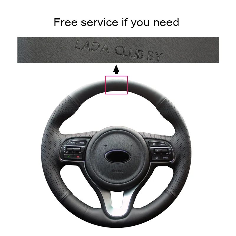 Чехол на руль CARDAK сшитый вручную черный чехол из искусственной кожи для Kia K5 2016