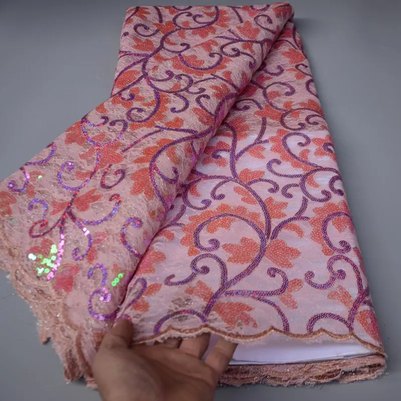 Новейшее аккуратное вышитое люрексом французское Тюлевое кружево с блестками