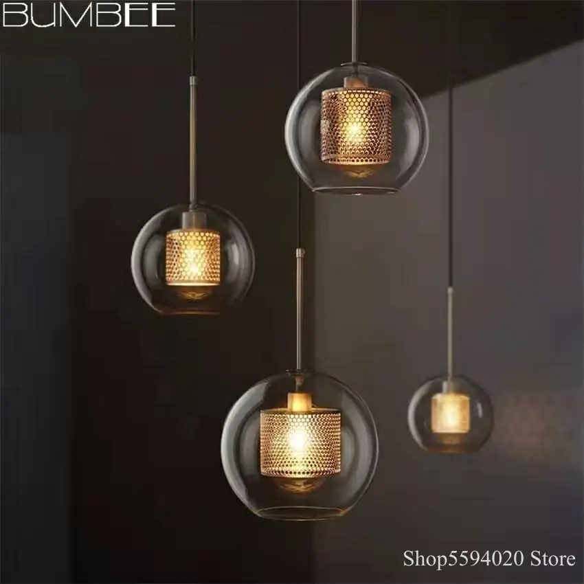 Скандинавская Ретро стеклянная люстра Подвесная лампа в стиле ретро для