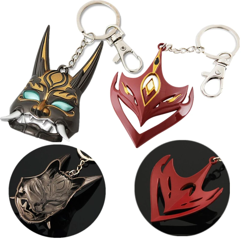 Брелок для ключей в виде маски тартаглии Xiao из сплава | Украшения и аксессуары