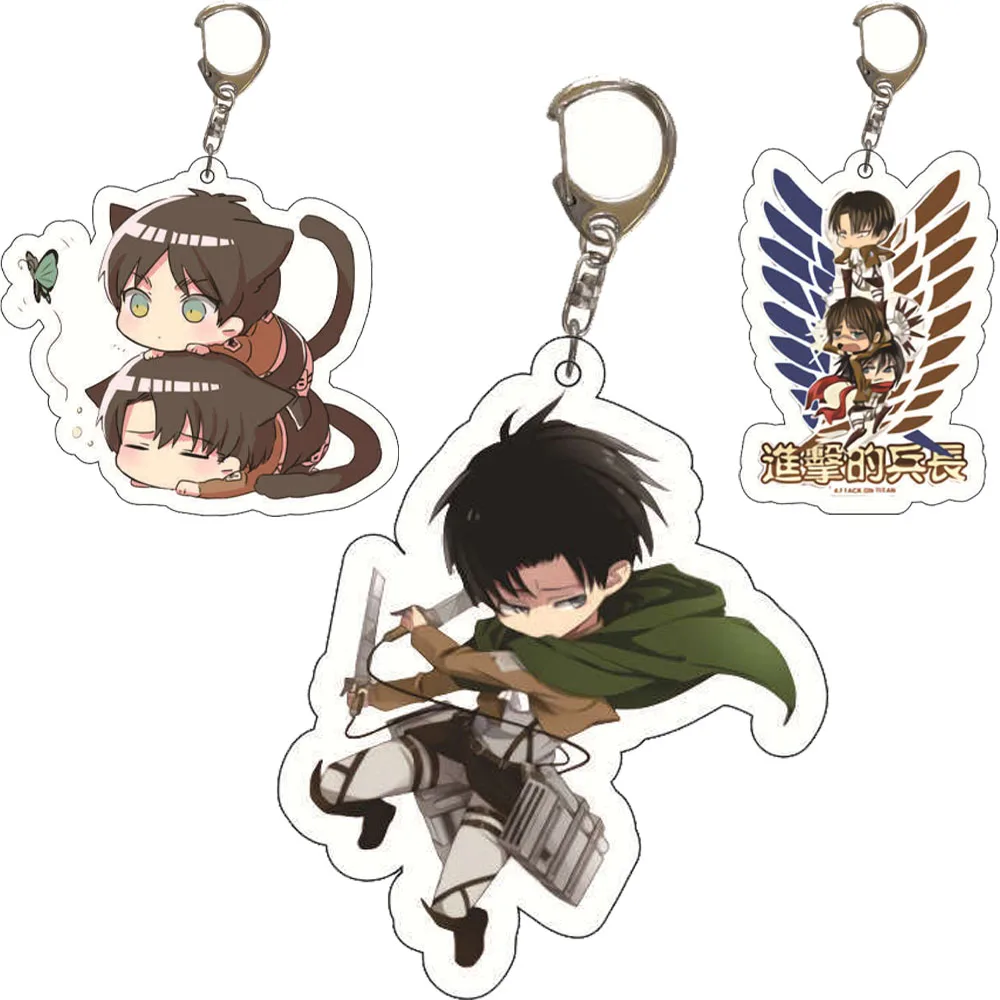 

12style Anime Attack on Titan Key Chain Levi Ackerman Eren Jaeger Pendant Cosplay Acrylic Keyring Prop Gift For Fans
