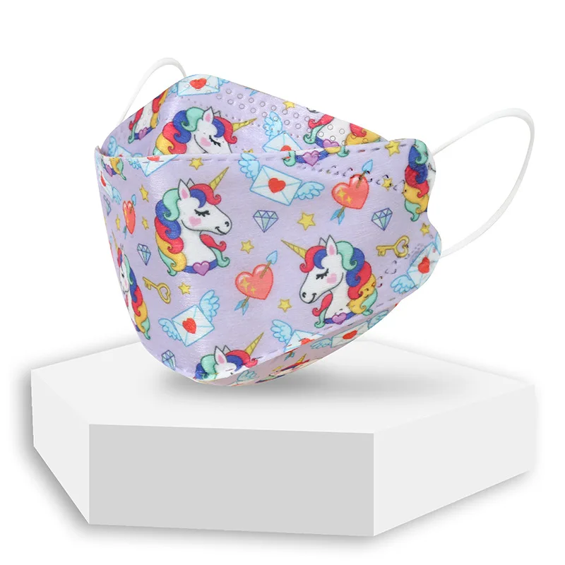 

10 шт., 4-слойные Детские маски для лица с мультяшным единорогом