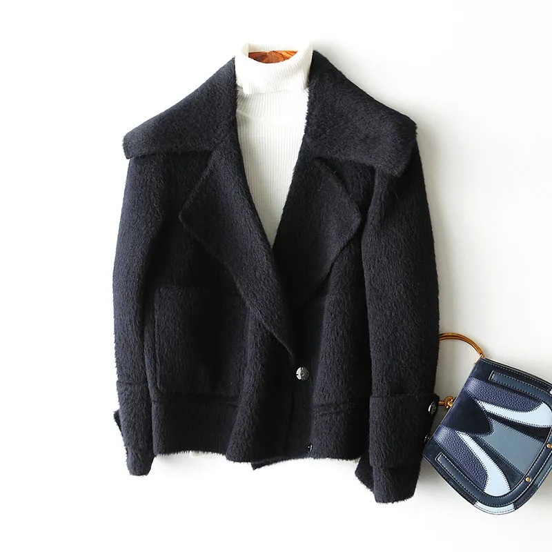 

New Autumn Winter 2023 Wool Coat Female Alpaca Cashmere Coats Casual Short Woolen Jackets For Women Overcoat KQN37055