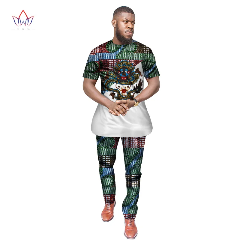 Bazin богатый Африканский топ и брюки с принтом дракона аппликацией комплект из 2
