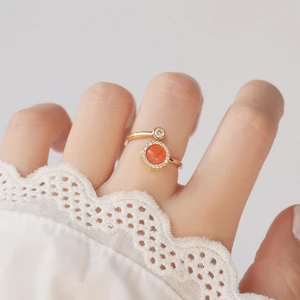 JUWANG New Design Sense Cat Eye Micro-inlaid Zircon Rotating Ring Personality Open Ring Female Personality Daily Rings for Women