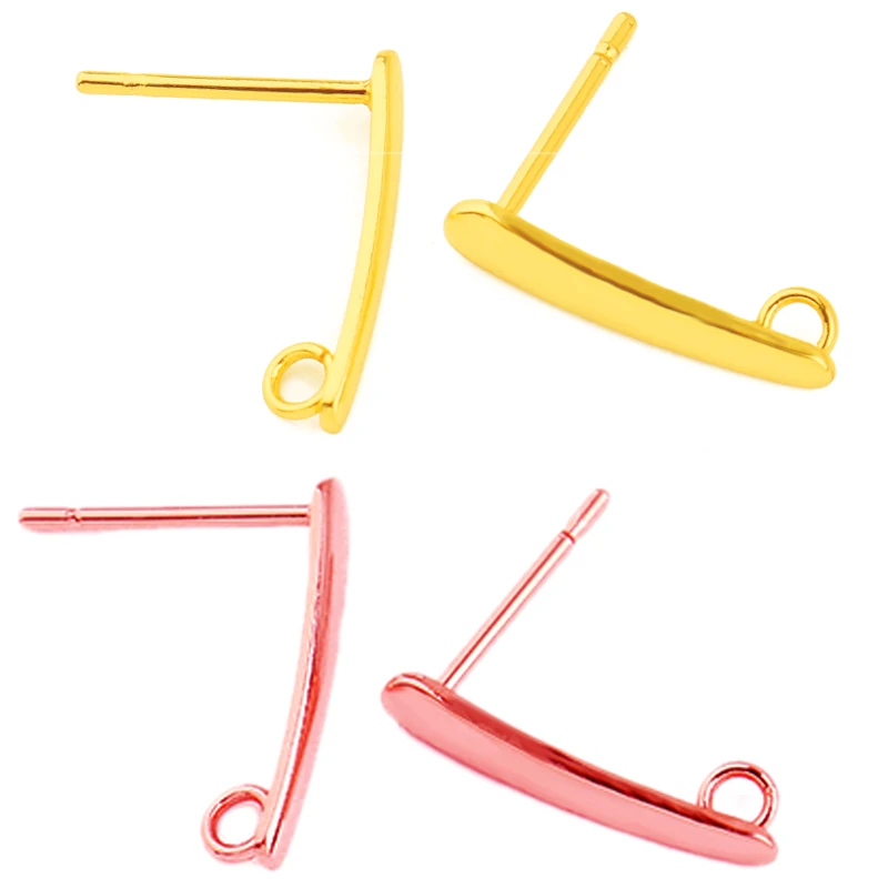 

20pcs/lot Stainless Steel Earring DIY Base 3*15M Rectangular With Hanging Ear Pins Ear Hook Jewelry Making Connector Accessories