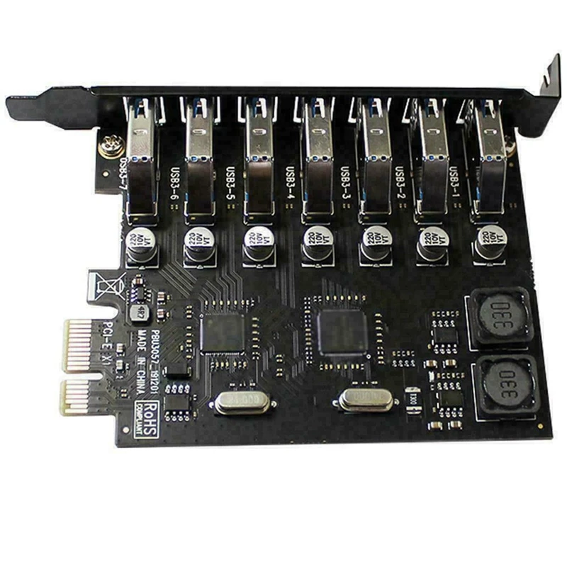 

7 Port 5Gbps Adapter PCI-E Express Super Speed Add on Card USB Mini 3.0 S7N1 N0B5,Black