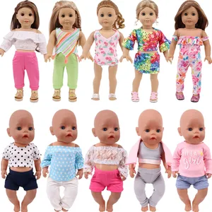 Осенние цветные костюмы с футболкой, подходит для девочек 18 дюймов и 43 см, Одежда для кукол Реборн, наше поколение, лучший подарок для детей