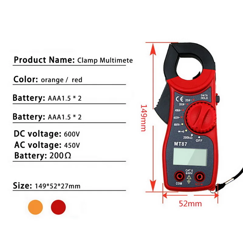 Новинка 1 шт. MT87 токовые клещи ЖК-дисплей Цифровой мультиметр измерения