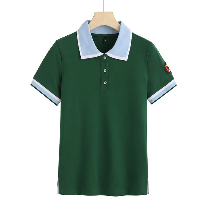 

2021 spring and summer new short sleeve women's T-shirt cotton temperament jacquard Polo bottom T-shirt 6902