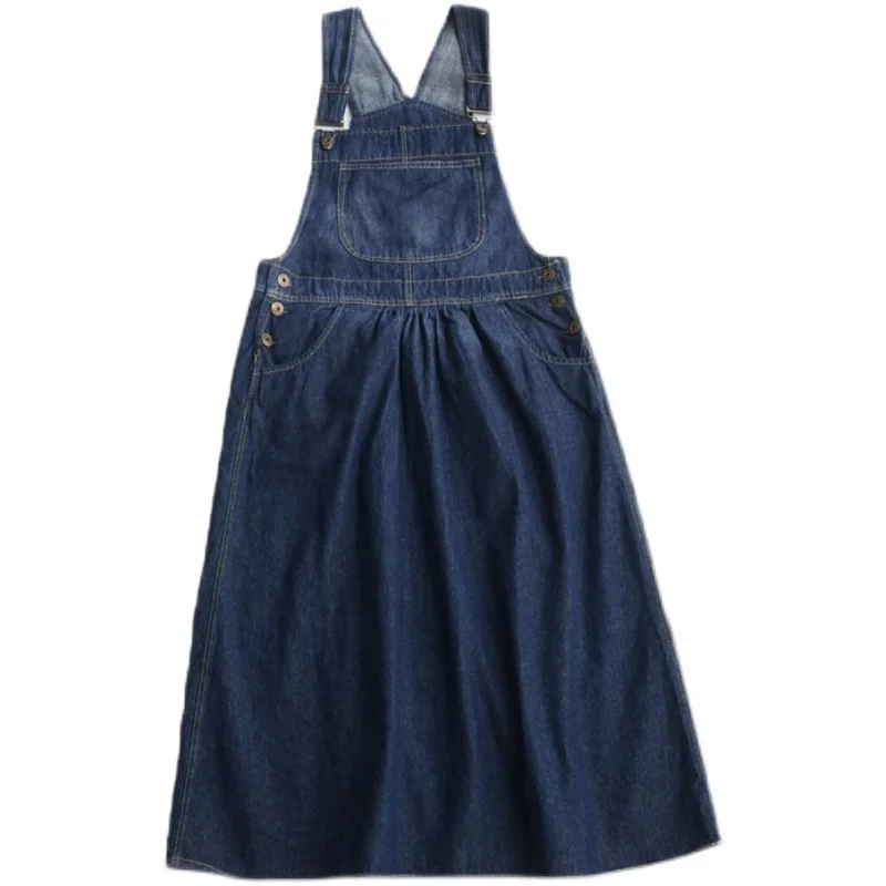 

2021 Spring Summer Mid-Length Suspender Skirt Loose Thin Over The Knee Sleeveless Dress Women