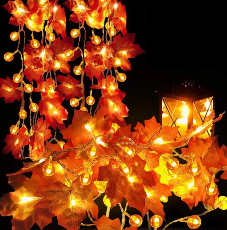 

Led pumpkin maple leaf lamp string Halloween room courtyard decorative lamp