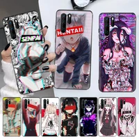 lewd sad girl japanese anime black phone case for huawei p30 lite p20 pro p40 p10 mate 20 40 30 10 p smart z plus pattern casing