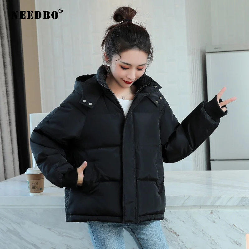 NEEDBO Winter Jacket Women 2020 Plus Size Loose Casual Woman Winter Coats and Puffer Jackets Padded Stand Collar Parka Outwear