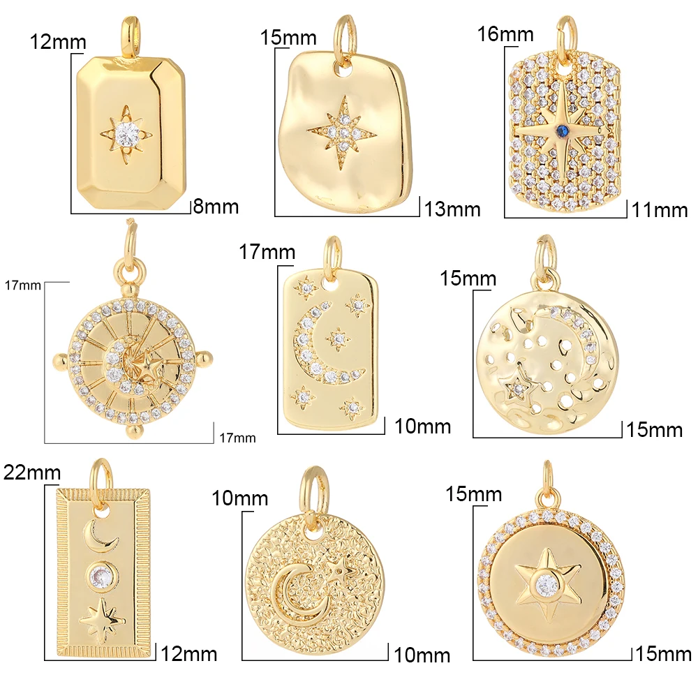 

Moon Star Pendants Charms For Jewelry Making Supplies Gold Design Charms Diy Earring Bracelet Necklace Copper Zircon Accessories