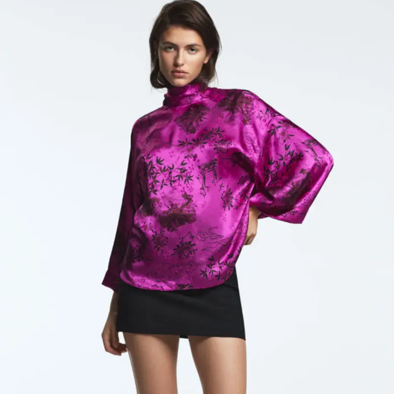 

Женская свободная рубашка Nlzgmsj Za, однобортная рубашка с отложным воротником и принтом в стиле ретро, весна 2022