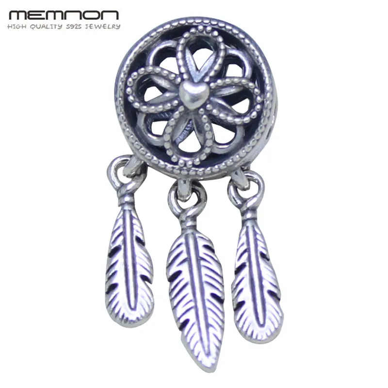 

Spiritual Dream catcher Dangle Charms 925 sterling Silver fit Bracelet Necklace pendant charm DIY for women Memnon Jewelry DA276