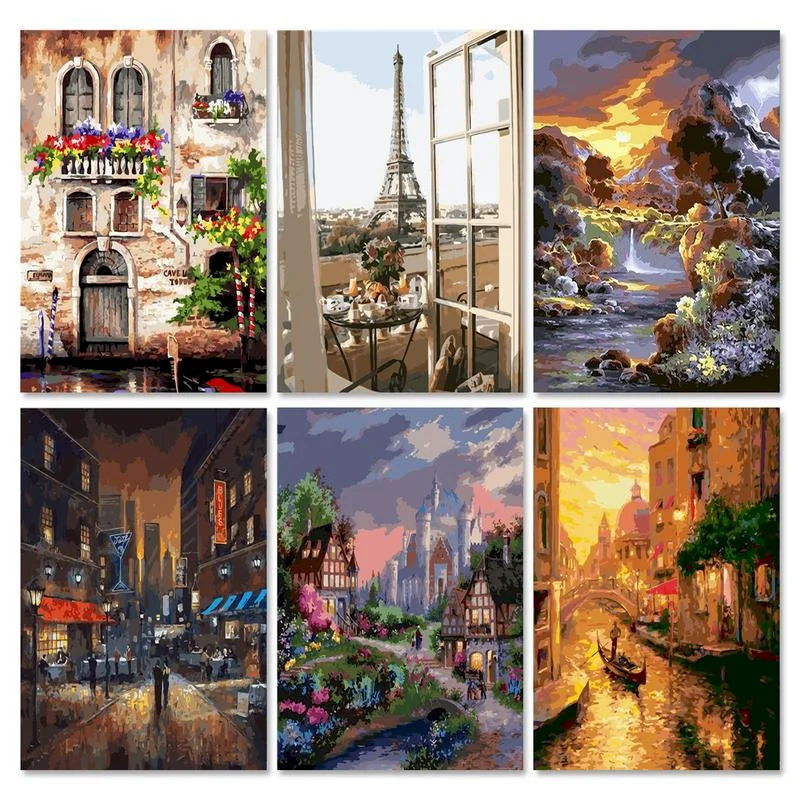 

GATYZTORY Diy Paint By Numbers Landscape Modern Wall Art Digital Painting Picture On Canvas Painting Kits Home Decor Gift