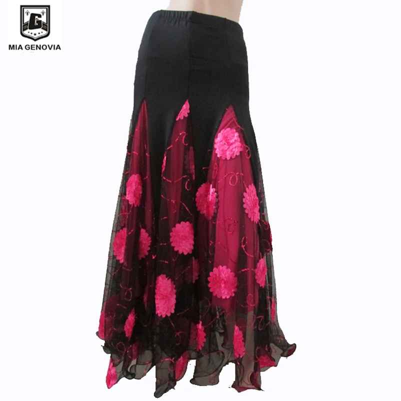 Женская юбка-качели для современных латинских танцев бальная юбка с 3d вышивкой