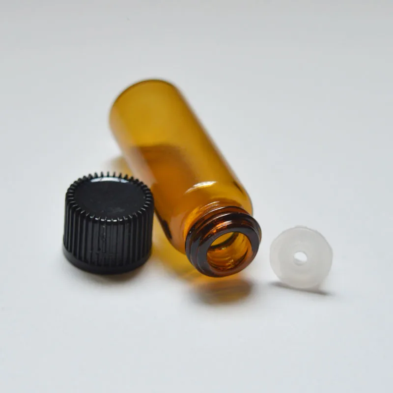 

50pcs Mini Amber Clear Glass Bottle with Orifice Reducer and Cap Small Essential Oil Liquid 1ml 2ml 3ml 5ml Vials