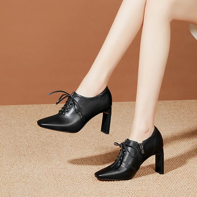 Женские туфли-лодочки с квадратным носком FEDONAS элегантные туфли из натуральной