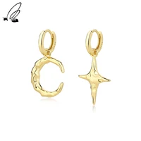 ssteel cute star moon asymmetry 925 sterling silver earring woman romantic sweet fashion gift fine jewelry body accessories