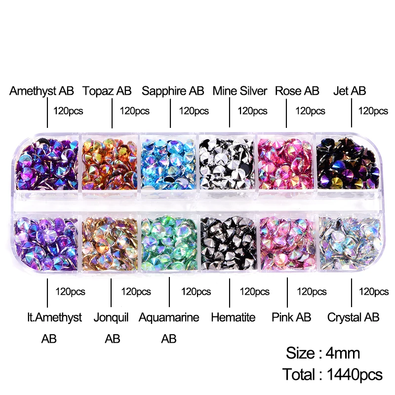 Кристаллическое Украшение конский глаз AB набор Стразы без горячей фиксации 1200