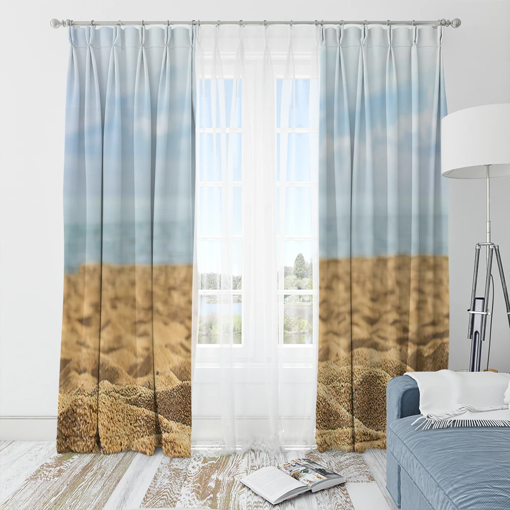 

3D Luxury Southeast Asia Summer Sunshine beach Curtains For Bedroom Living Room Home decoration room Window Curtains