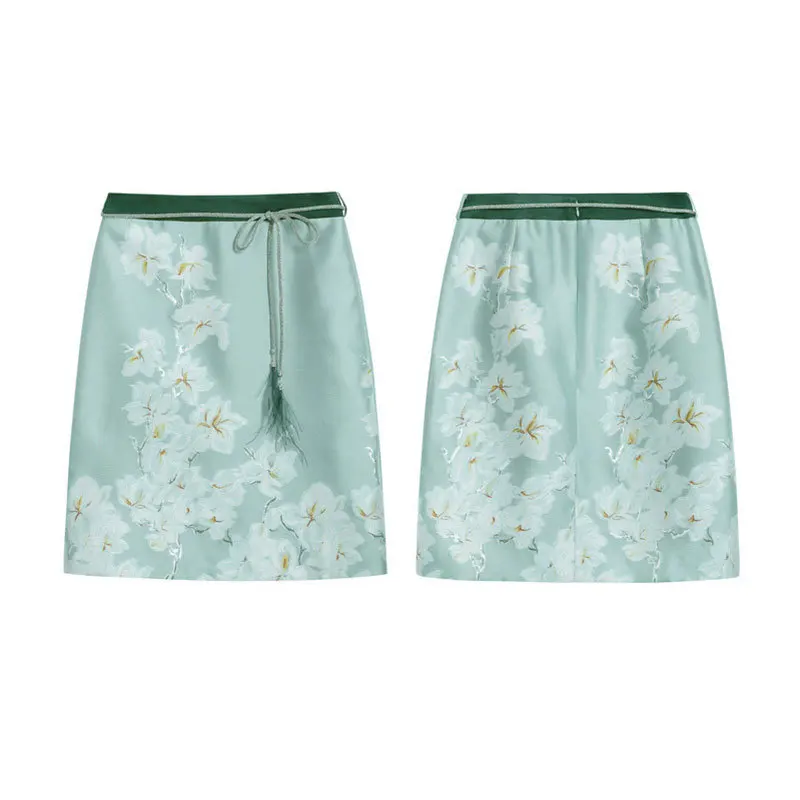 

Skirts Womens 2021ll 2021 Spring New Elegant Jacquard Tassel High Waist Straight Midi Skirt Chic