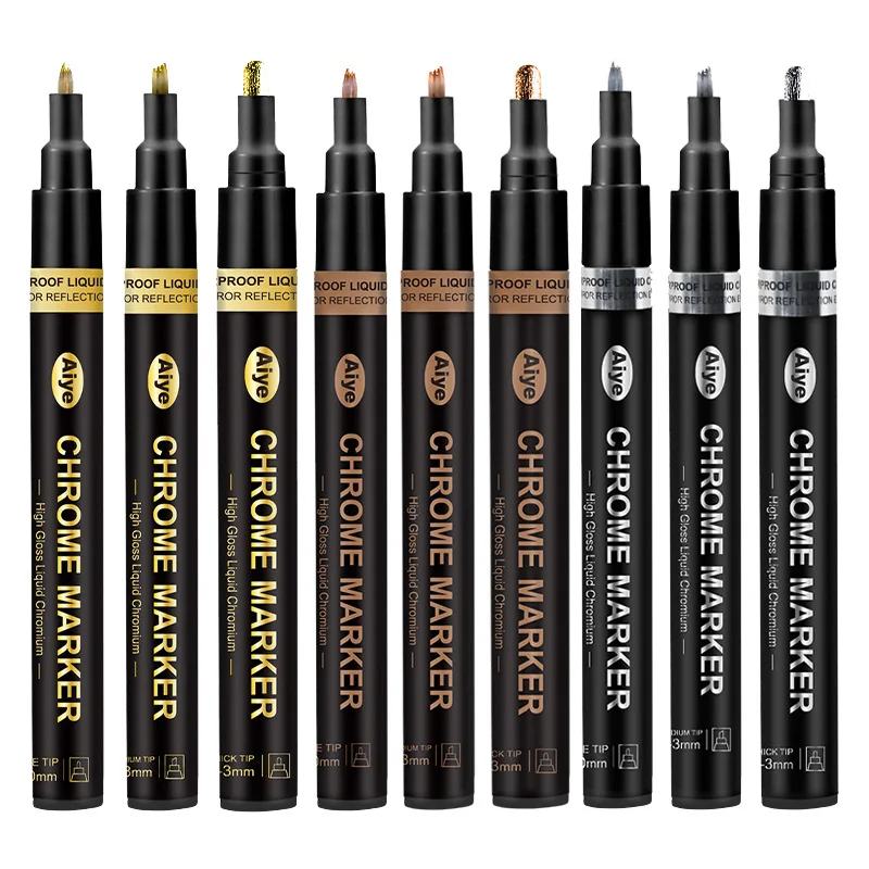 3 шт./лот золотистые Серебристые зеркальные маркеры художественные краски