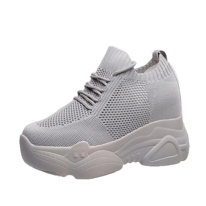 

Women Platform Sports Soles Breathable Mesh Casual Wedge Sock Shoes Comfortable Flying Weave Zapatillas Light Walking Sneakers