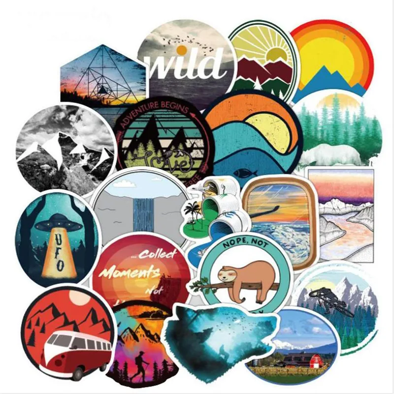 

10/30/50PCS Outdoor Scene Travel Trolley Case Cute Waterproof Guitar Skateboard Graffiti Cartoon Water Cup Notebook Sticker