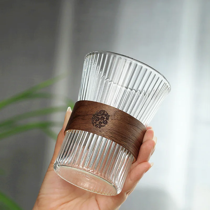 

Glass Cup Coffee Cup With Wood Sleeve Tea Cup Wine Glass Drinking Cup Water Cup Coffee Mug Glass Coffee Cup Glass Juice Cup