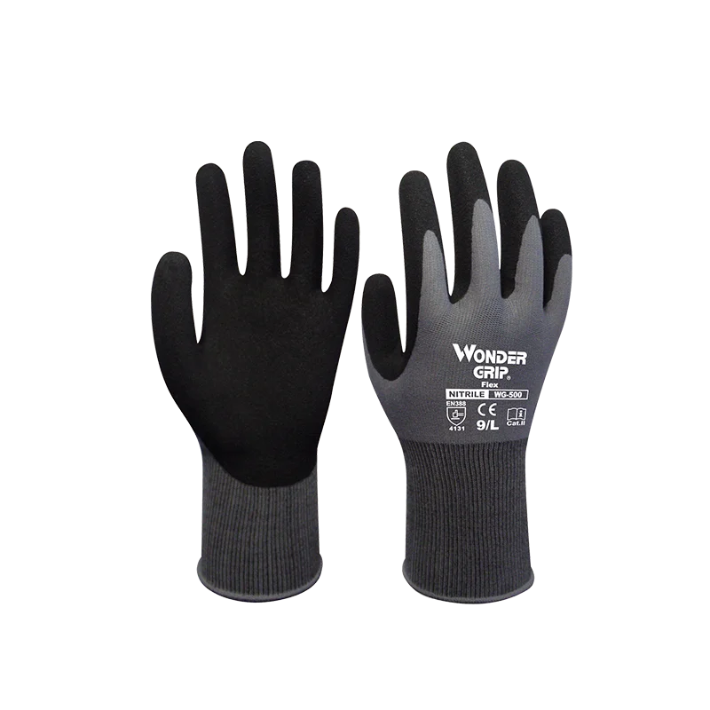 Construction Gloves Plumber Red Nylon Shell Black Nitrile Sandy Coating Work Safety |