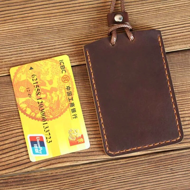 AETOO Genuine leather bus card holder primary school campus transportation card holder female hanging neck rice card holder tran