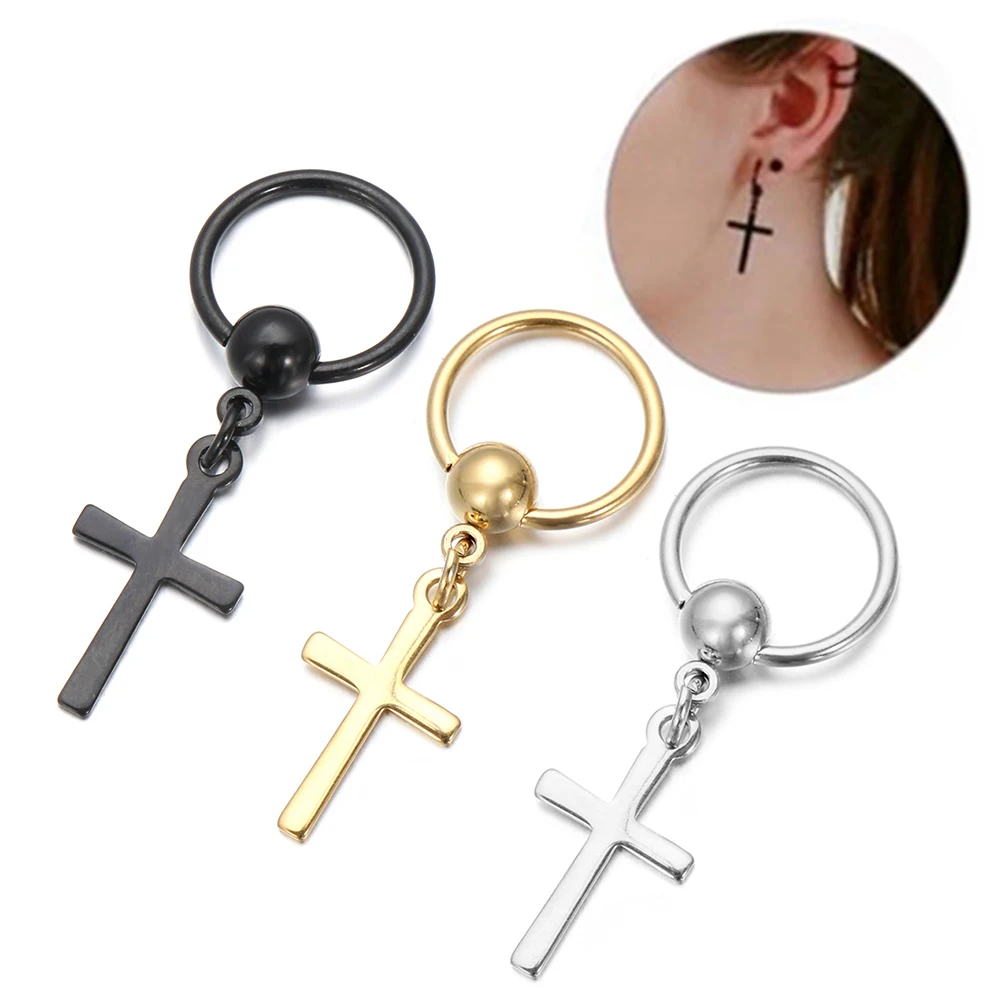 1 шт. черный крест серьги из нержавеющей стали в стиле панк-рок хит продаж 2020 Новое