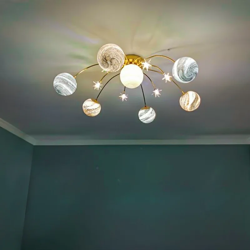 Nordic creative bedroom personality modern simple space Star lamp star sky Children's Room ceiling | Лампы и освещение