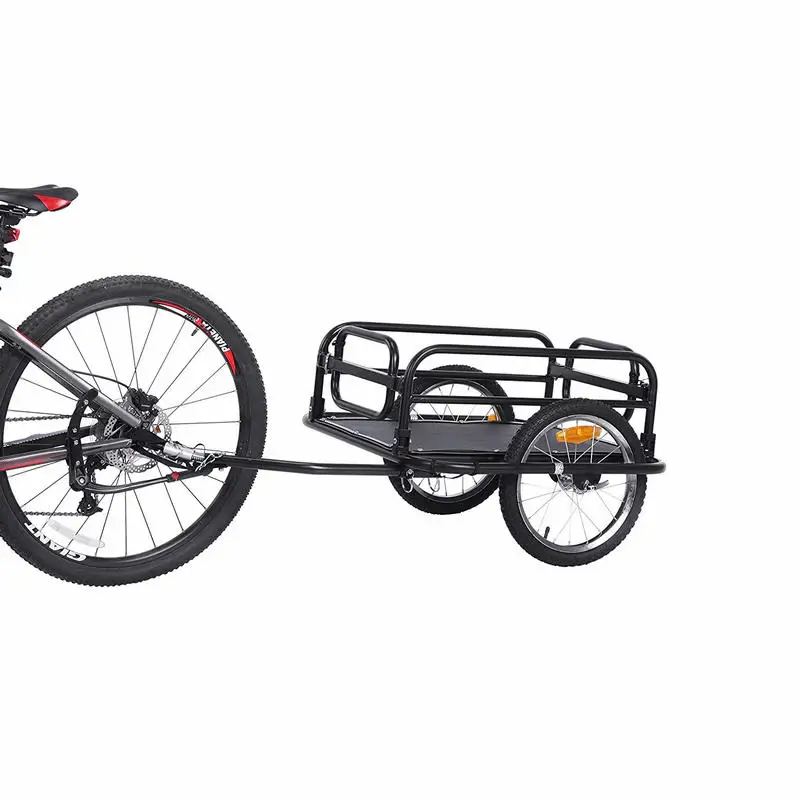 16 inch Big Wheel Bicycle Trailer, Large Capacity Foldable Bicycle Cargo Trailer, Air Wheels Wagon for Outdoor Camping