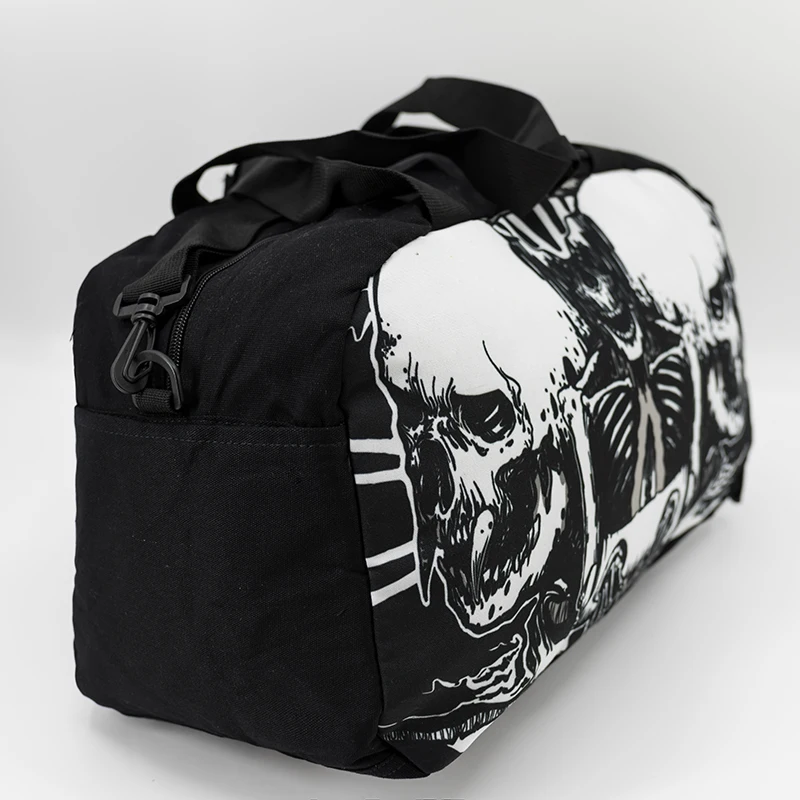 Steampunk Mens Travel Bag Black Printing Sports Bag Canvas Hand Bag Travel Fashion