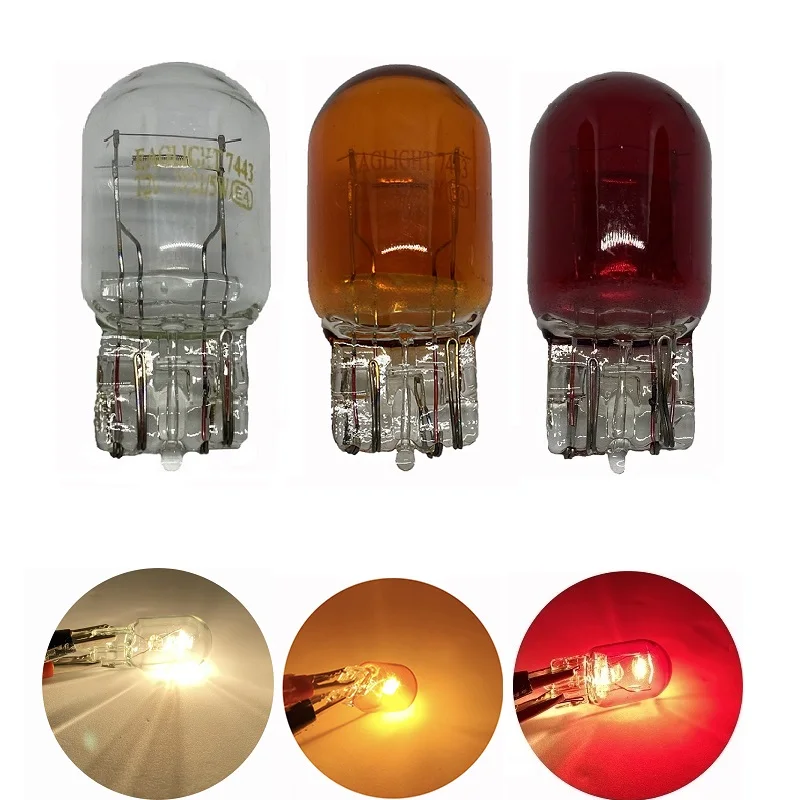 2 шт., 580, 7443, W21/5 Вт, ксенон, супер белый, янтарно-красный, WY21W, T20, 7440, W21W, стекло, 12 В, 21/5 Вт, W3x16q, автомобильная лампа