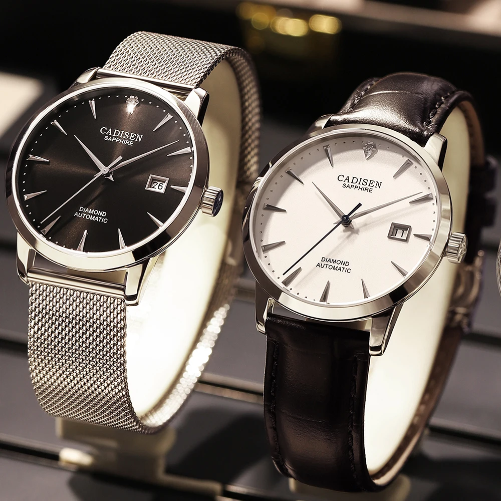 

2021 NEW CADISEN Men Mechanical Watch Top Brand Luxury Leather Men Wrist watches Sapphire Glass Sport Waterproof 50M Male Clock