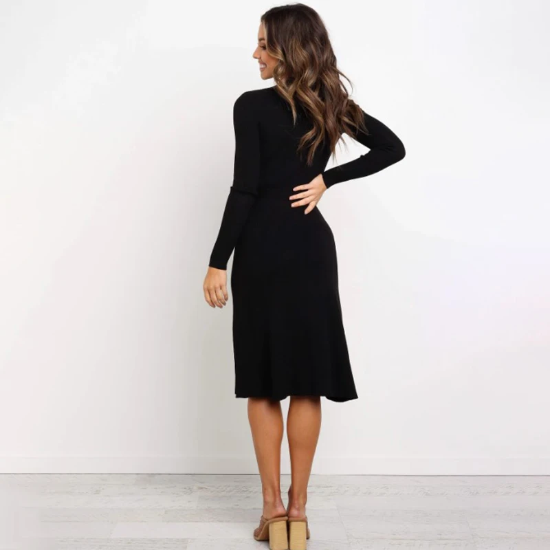 

Knitted Dresses for Women Casual 2020 Women Dresses Evening Party Midi Women's Winter Vintage Party Clothes for New Year 2021