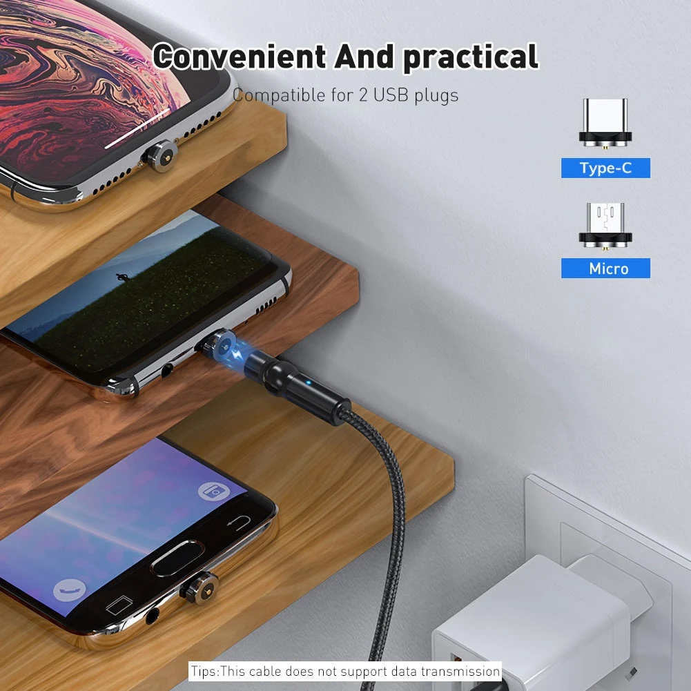 

Magnetic Micro-USB Type-C Fast Charging Cable Spherical Magnet 540 Degrees Rotatable And Replaceable Data Cable For Xiaomi