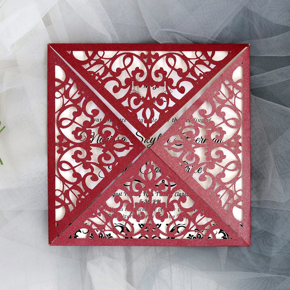 10 шт. кружевной полый лазерный разрез с цветами для свадебных приглашений