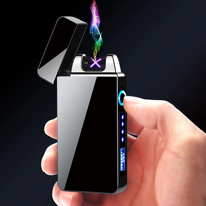 Windproof Dual ARC Electric Lighter USB Rechargable Plasma Flameless Cigarette For Smoking Unusual Tungsten Wire | Дом и сад