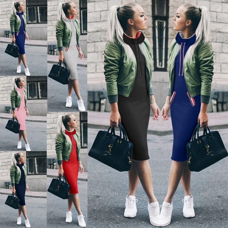 Горячая Распродажа осеннее и зимнее 2020 модное платье средней длины с высокой