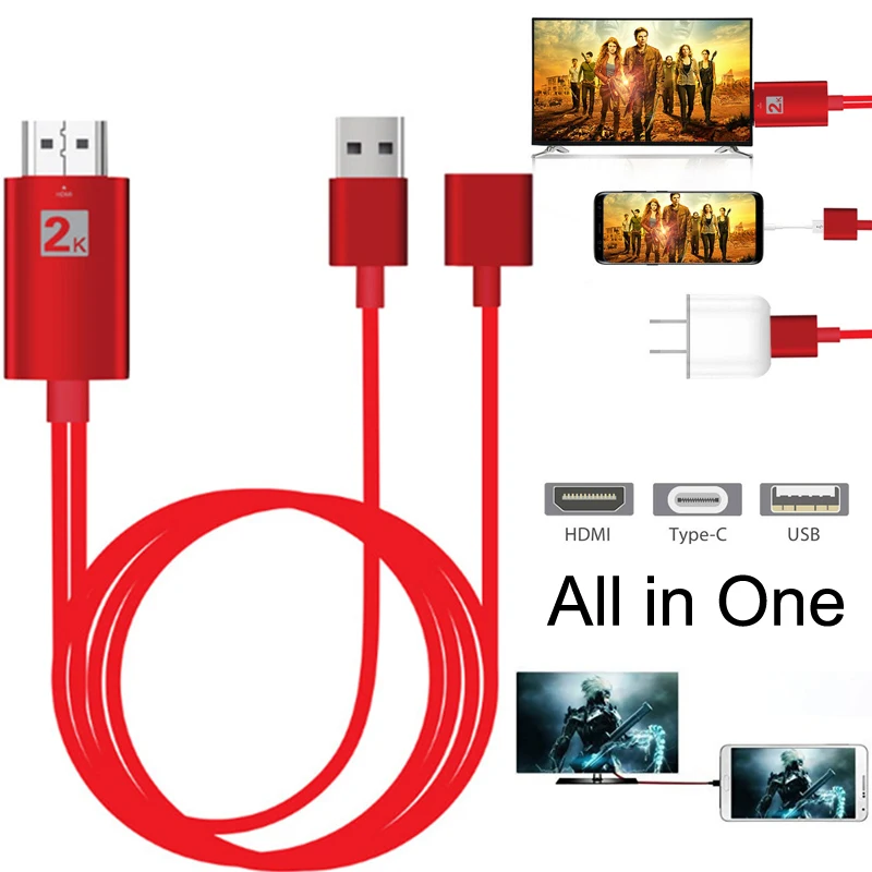 USB 3 1 Type C iOS Micro к HDMI кабель адаптер 2K ТВ HDTV видео конвертер для iPhone 11 Pro 7 8 Samsung Galaxy S9 S8