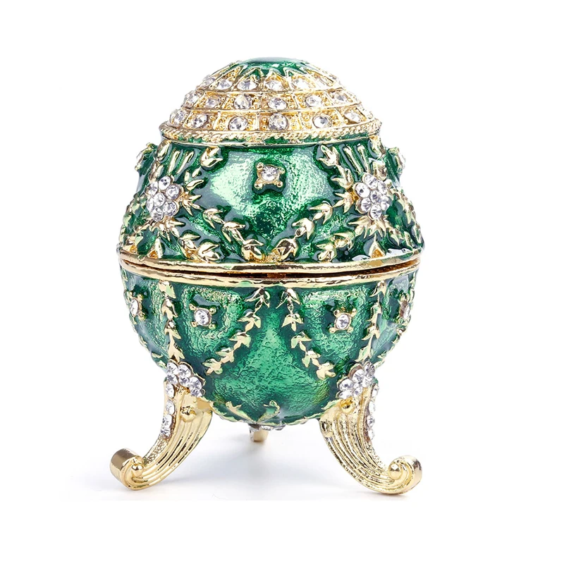 

Colorful Enamel Metal Eggs Home Decoration Jewerly Box Handcrafts Easter Decor Accessories Crystal Ornament Miniature Model Gift