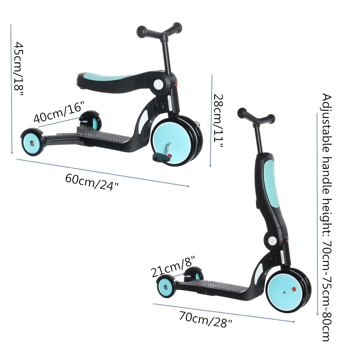 

5 in 1 Adjustable-Height-Best-Gifts-Girls-Boys Scooter-Kids-Deluxe-Transforming-Kick-Scooters-Walking-Car-Tricycle-Toddlers