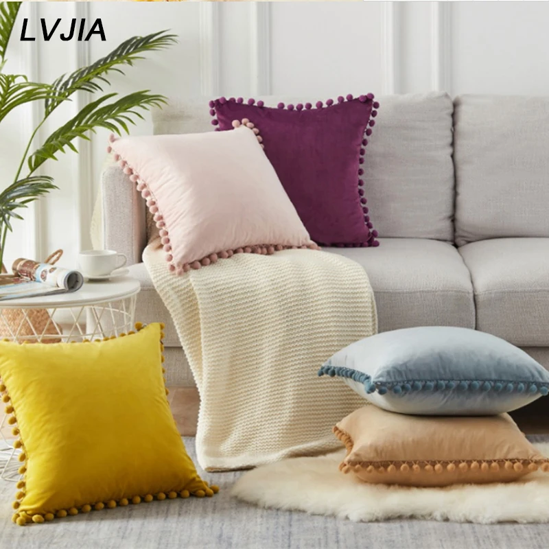 Мягкая искусственная Роскошная квадратная декоративная наволочка с шариками